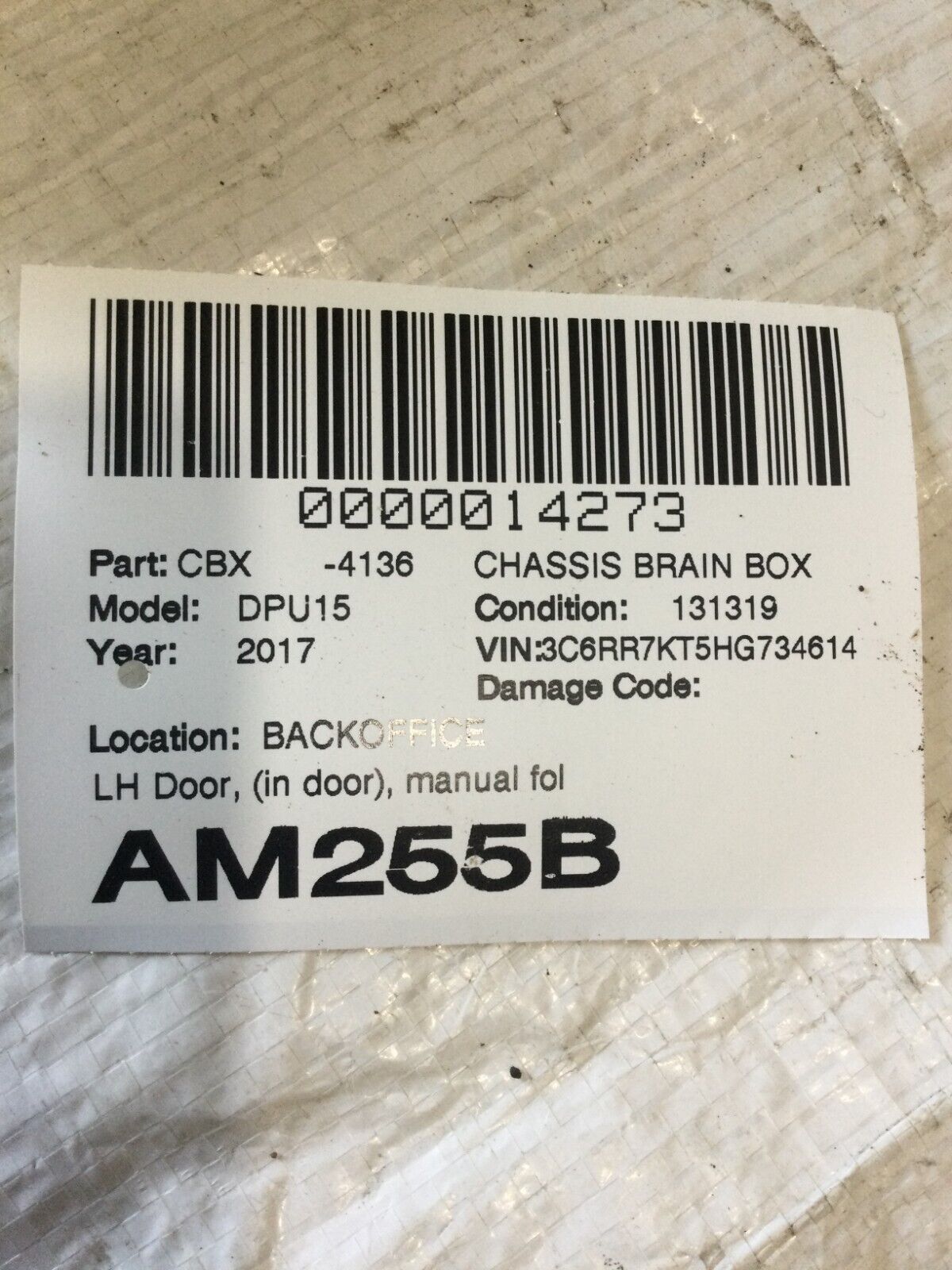 68225101AC 2017 Ram 3500 Front Left Door Control Module OEM LH