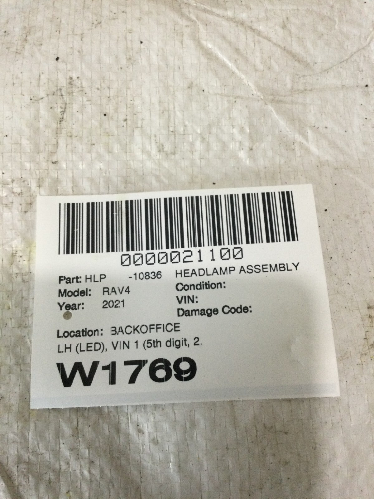 2021 Toyota RAV4 LED Headlight Left Driver Side OEM 2019-2021 (DAMAGED HOUSING)