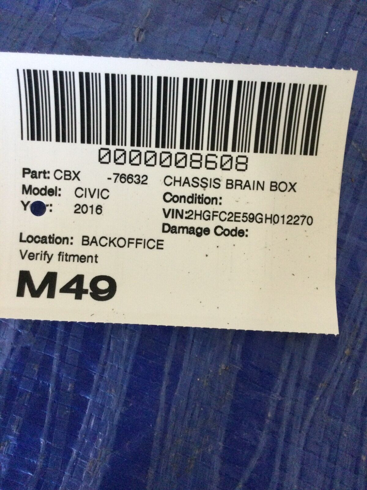 2016-2017 Honda Civic Body Control Module BCM 38800-TBA-C410-M1 OEM