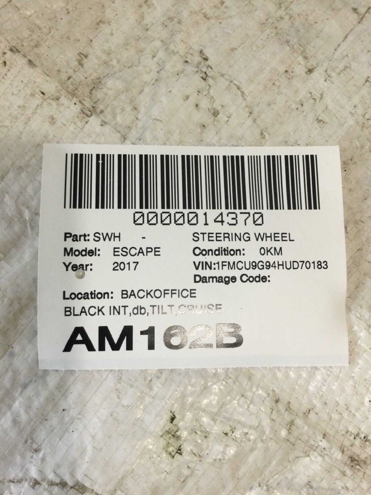 2017-2019 Ford Escape Leather Strng Wheel W/ Cruise Control OEM