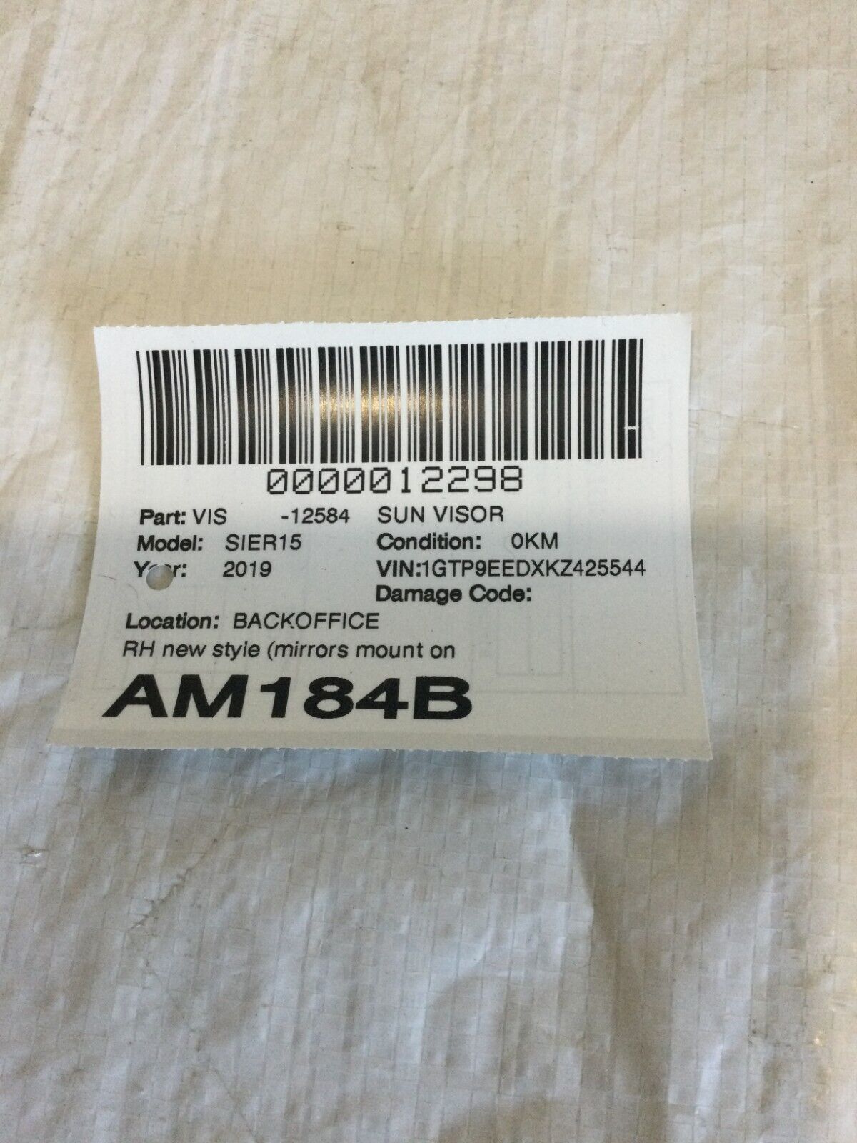 2019-2020 GMC Sierra 1500 Sun Visor New Style Right Passenger Side OEM RH