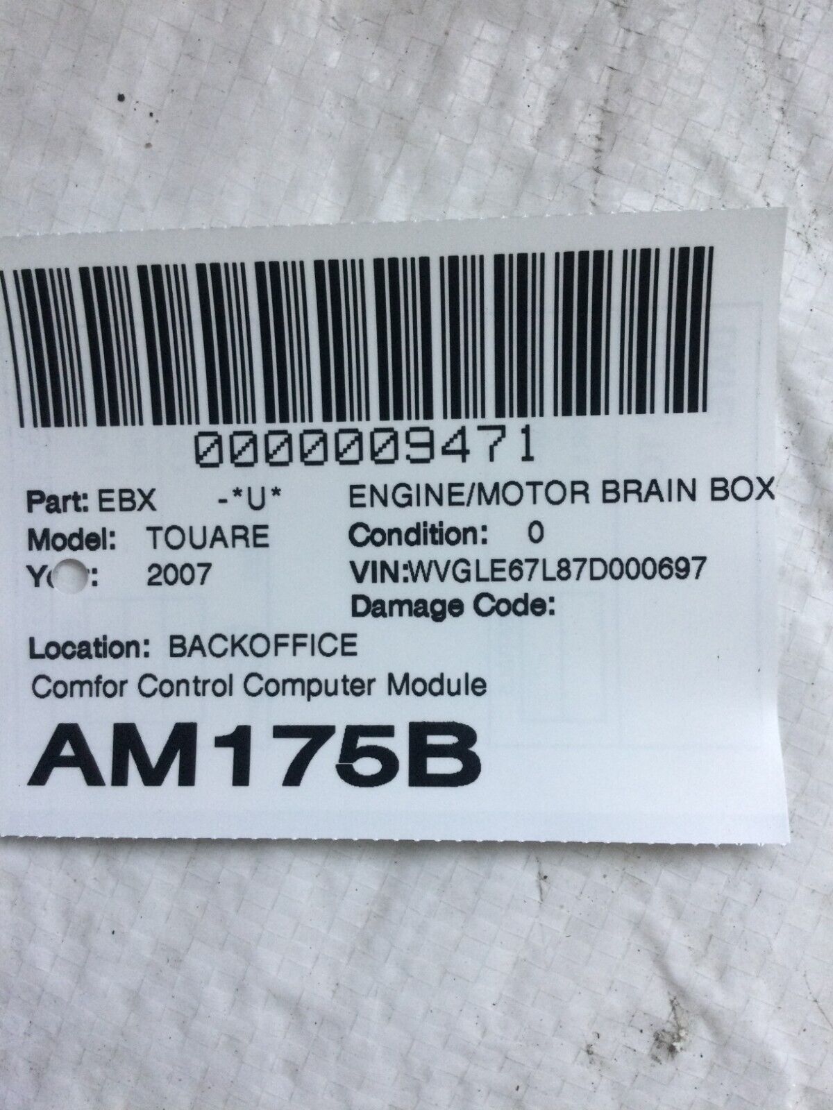 2007 Volkswagen Touareg ECU ECM Comfort Control Module 7L0959933J OEM