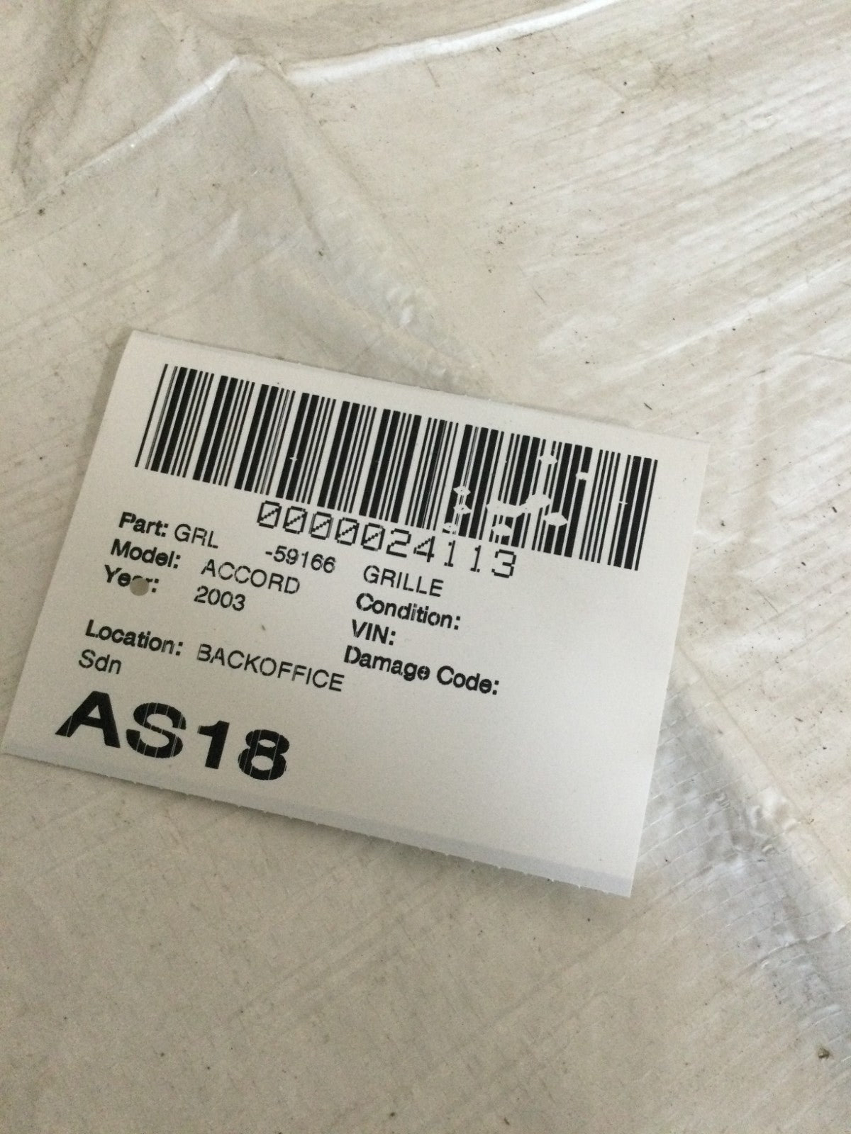 2003 Honda Accord Grille OEM