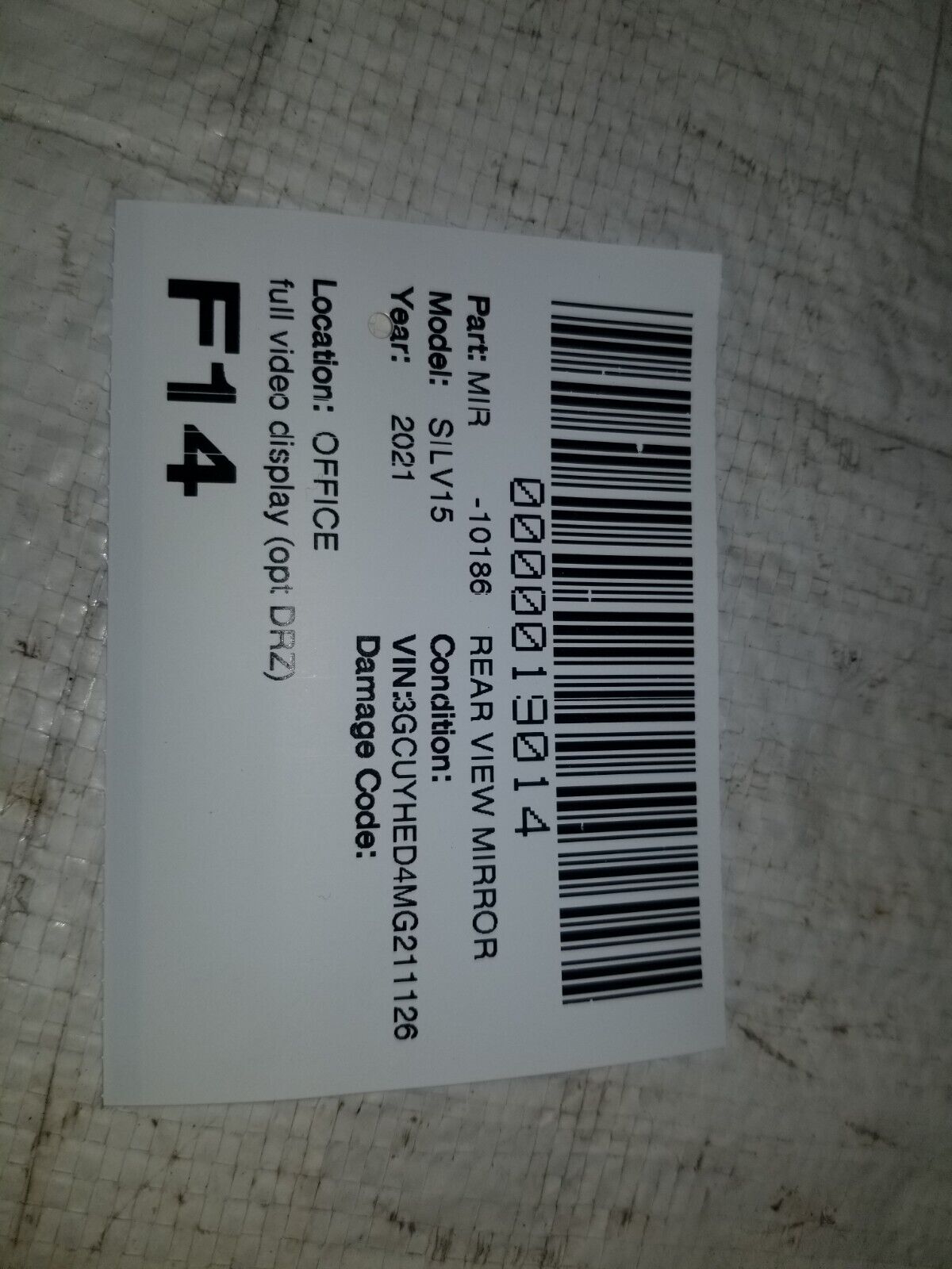 2021 Silverado 1500 Auto Dim Interior Rear View Mirror Video Display 13536995 OE