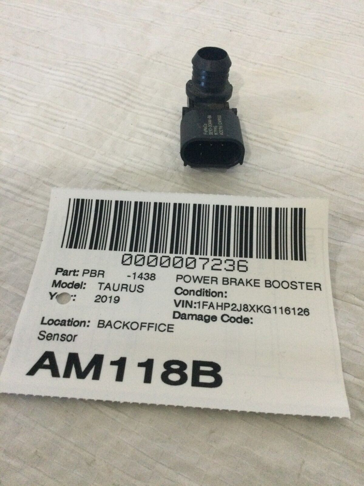 2018 Ford Taurus Power Brake Booster Vacuum Sensor DE93-2C444-BA OEM