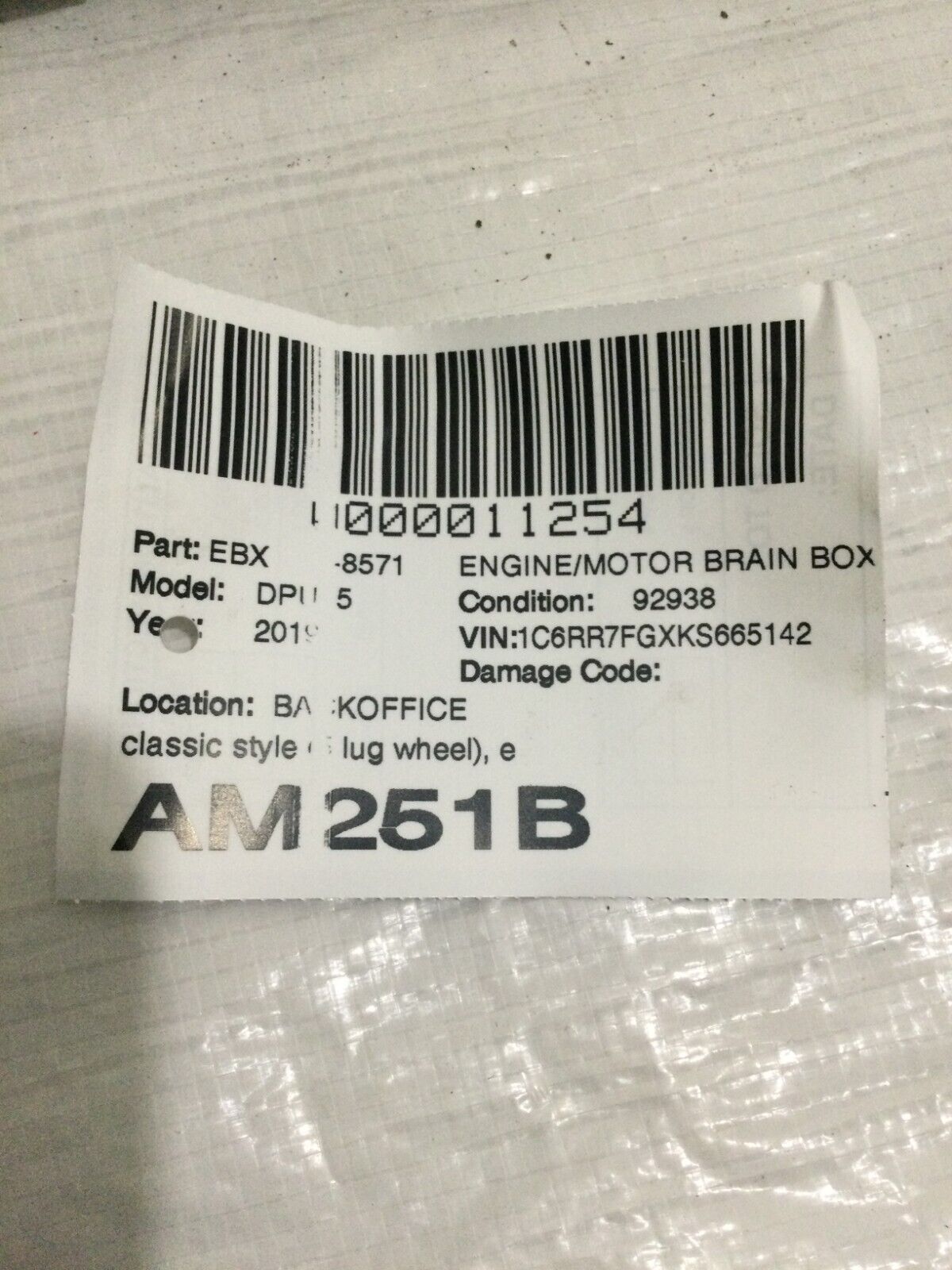 2019 Ram 1500 Pickup Engine ECM Electronic Control Module 3.6L 68243304AB