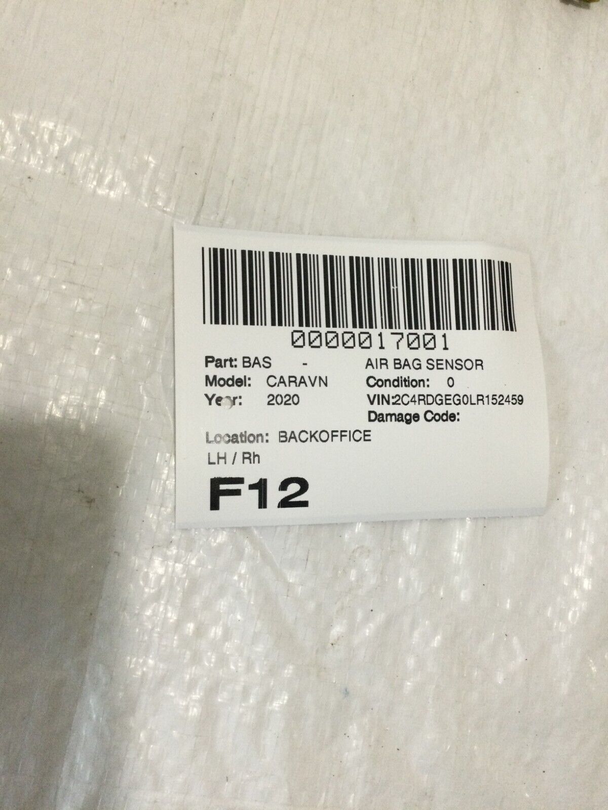 2020 Dodge Grand Caravan Crash Impact Sensor Pair OEM 68137948AA 68137948AA