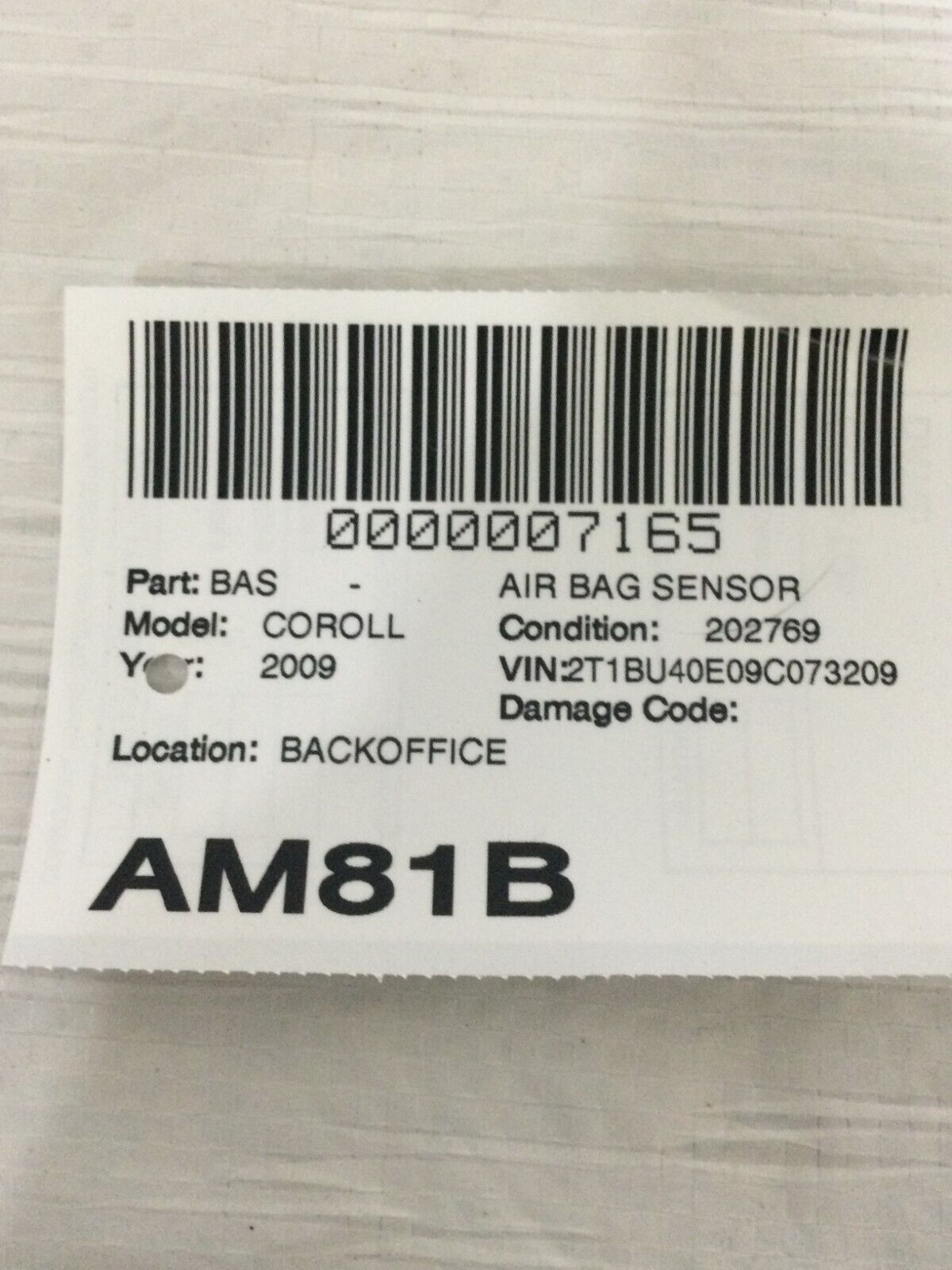 89831-02090 89831-01010 2009 2010 Toyota Corolla Front Crash Impact Sensor OEM