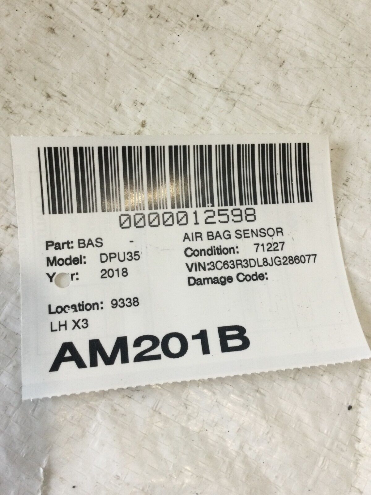 2018 Dodge Ram 3500 SRS Sensor 56054085AA OEM Set Of Three