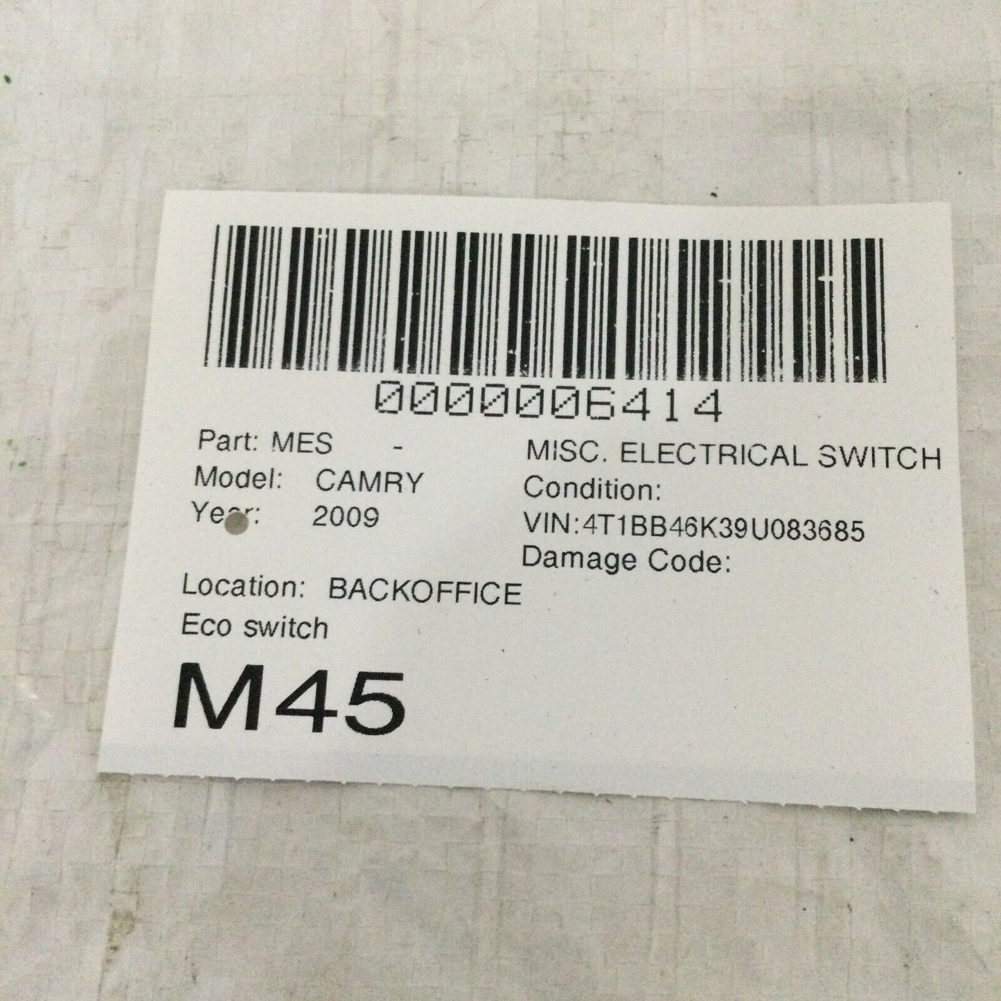 2007-2009 Toyota Camry Eco Heat Cool Control Switch OEM