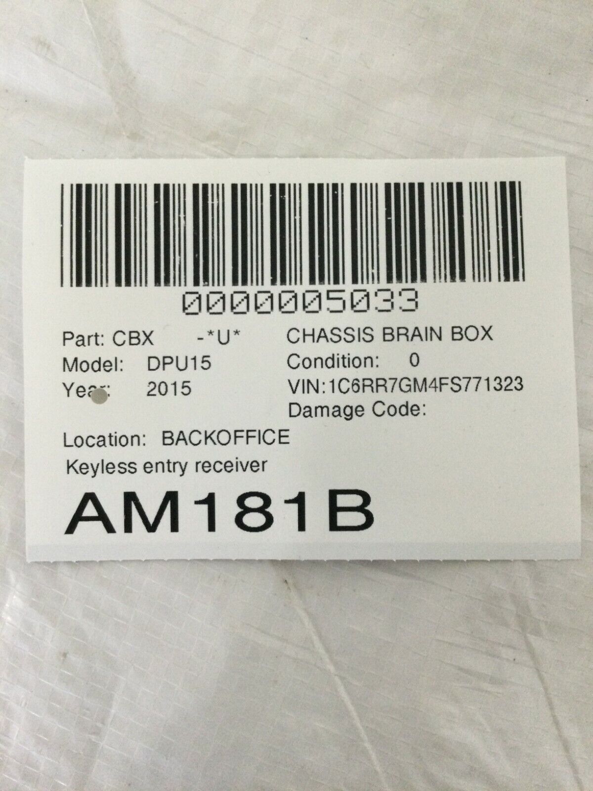 Remote Start & Keyless Entry Antenna Module 2015 Dodge RAM 1500 68144668AB OEM