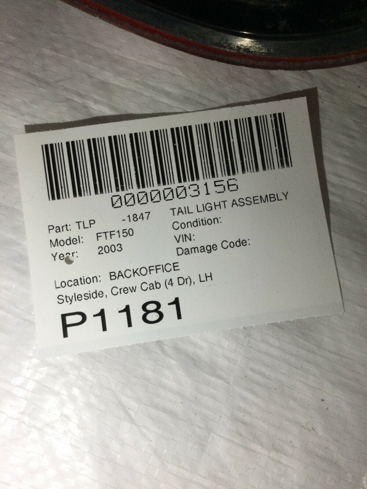 1997-2003 Ford F-150 F150 Tail Light Assembly Left Driver Side LH F85B-13B505-C