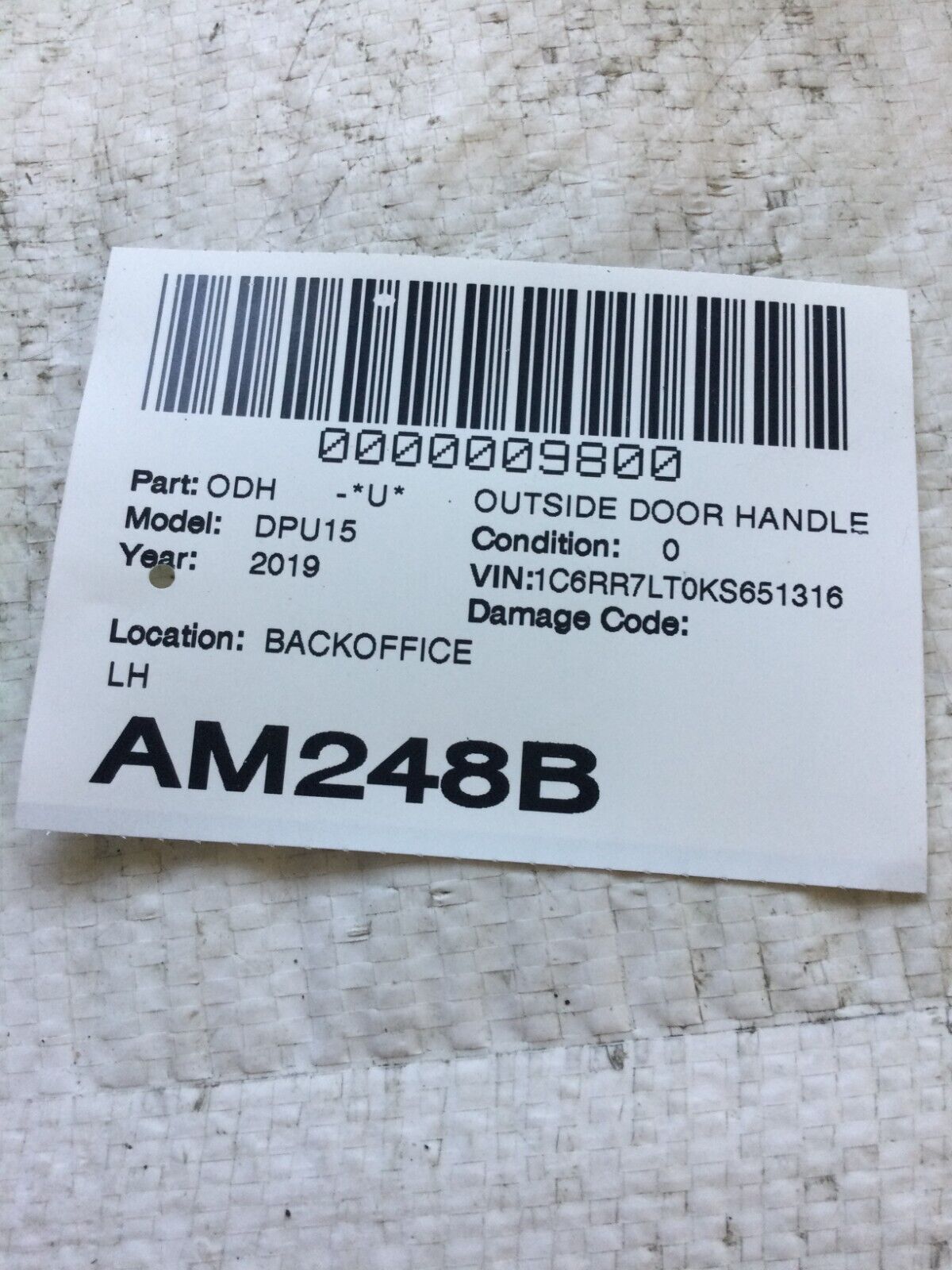 2019 Ram 1500 Front Left Exterior Door Handle 1GH21NRVAF OEM