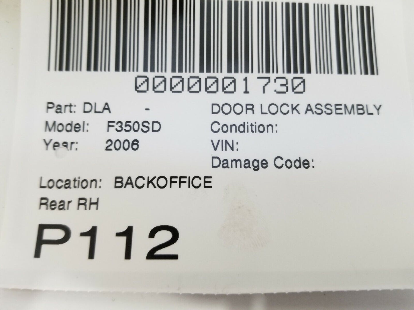 2006 Ford F350SD F-350 Super Duty Door Lock Latch Actuator Rear Right OEM
