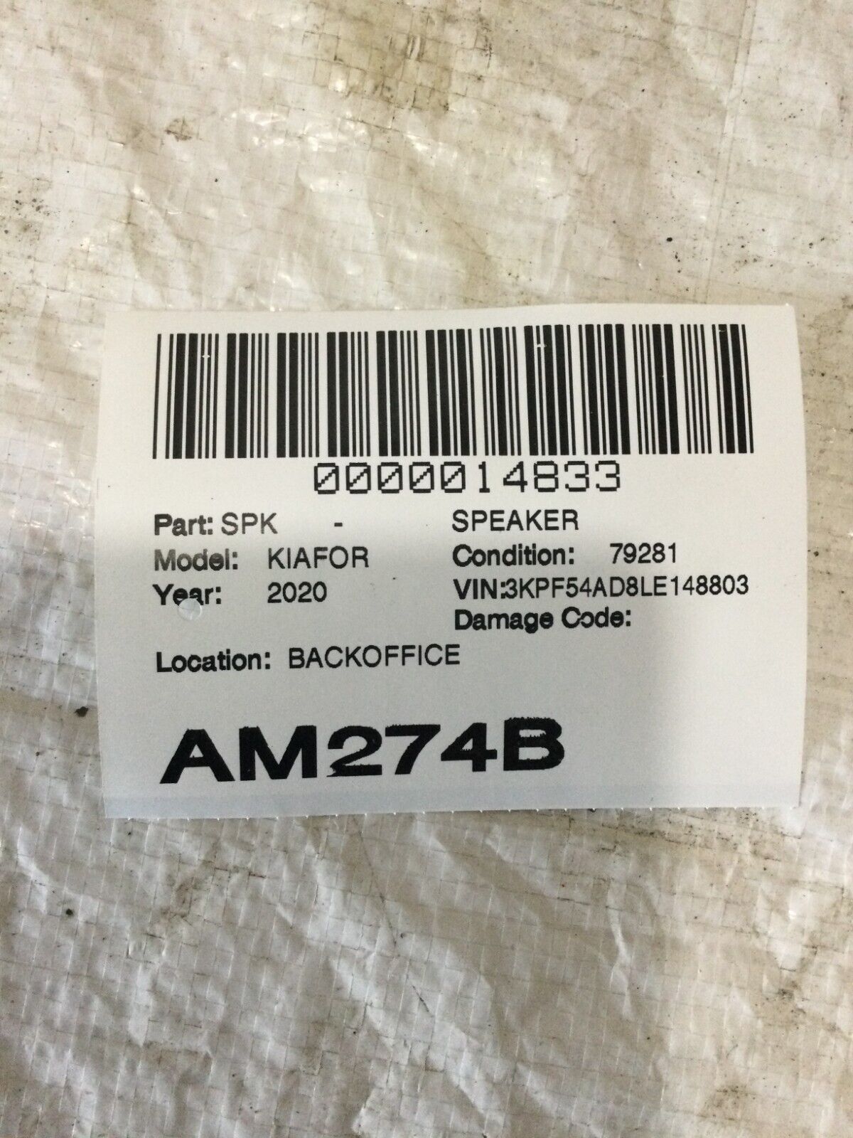 2020 Kia Forte Audio Sound Speaker OEM