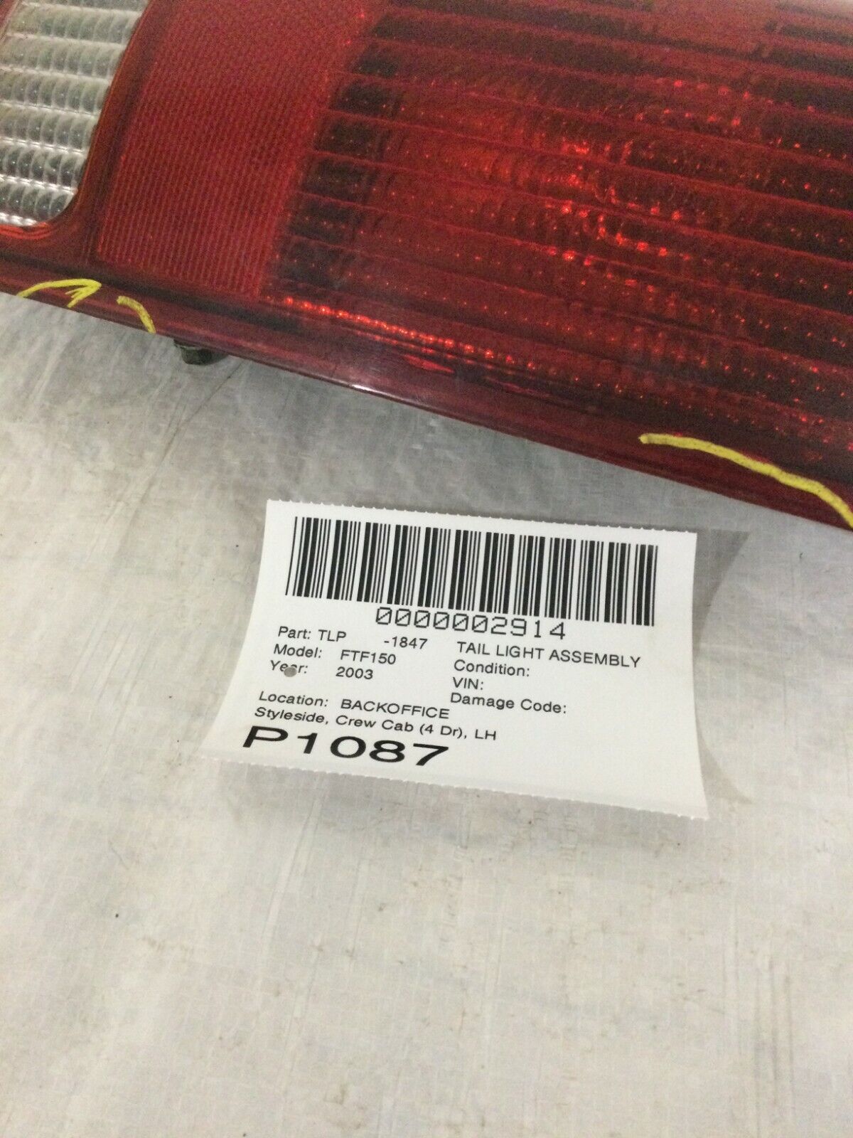 2003 Ford F-150 F150 Tail Light Left Driver Side Crew Cab OEM