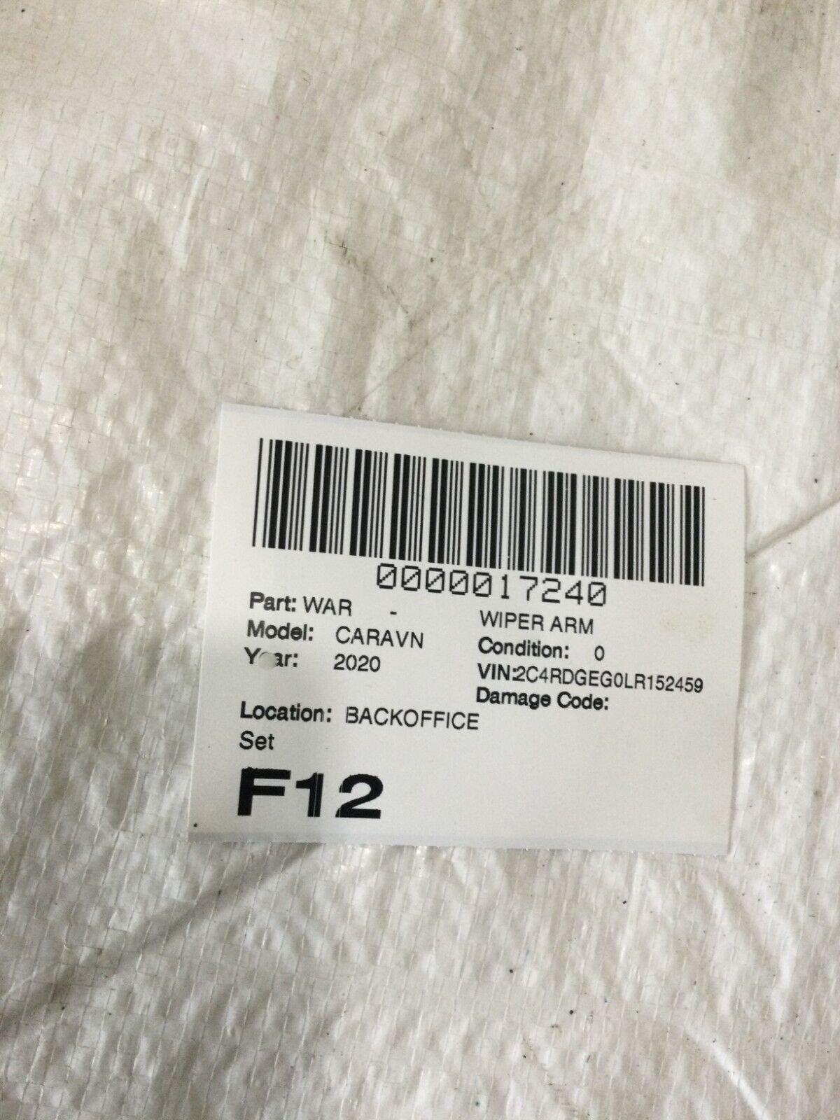 2020 Dodge Grand Caravan Windshield Wiper Arm 24030776 OEM