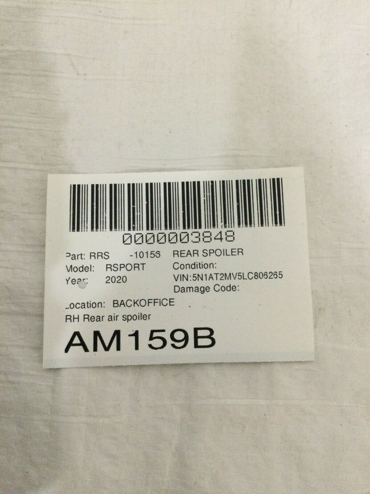 2020 Nissan Rogue Rear Right Frame Blackout Air Spoiler OEM