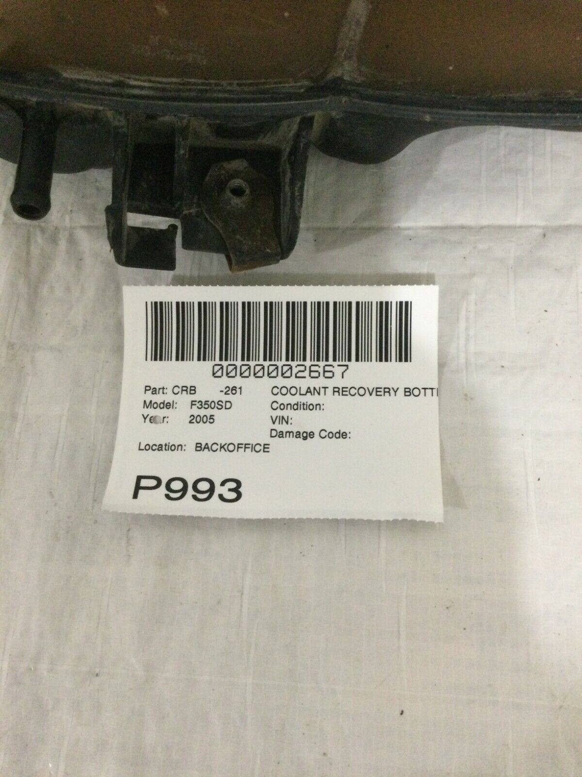 2005 Ford F350SD 6.0 Diesel Engine Coolant Recovery Bottle 5C34-8A080-AA OEM