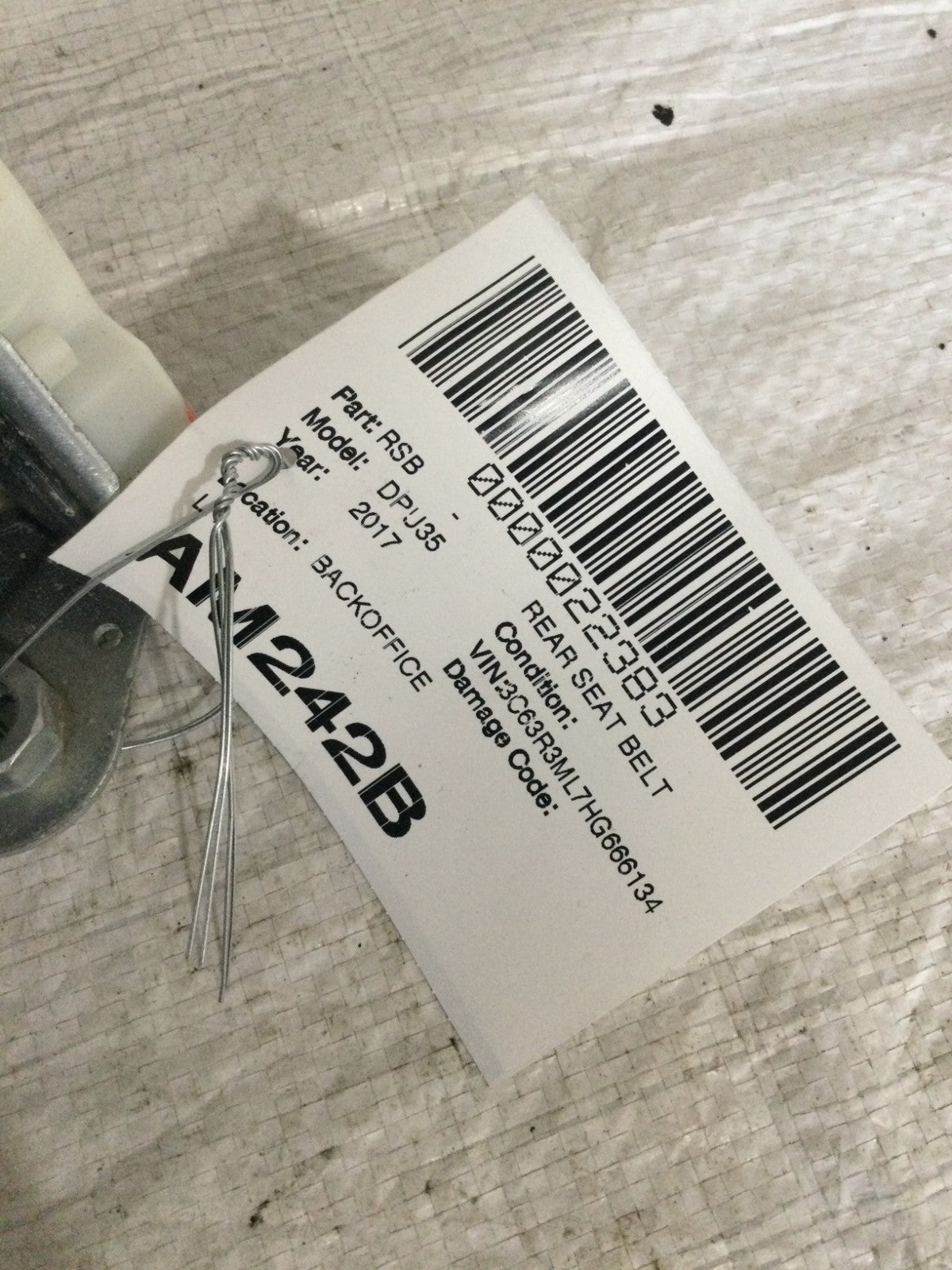 2017 Dodge Ram 3500 Rear Left Seat Belt OEM P5KS491X9AB