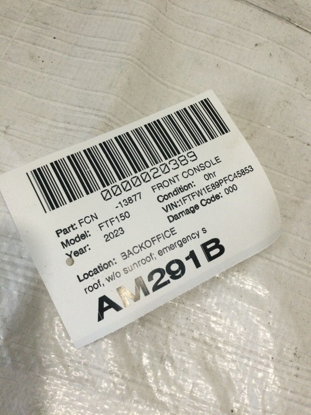 2023 Ford F-150 Front Overhead Console Dome Map Light OEM