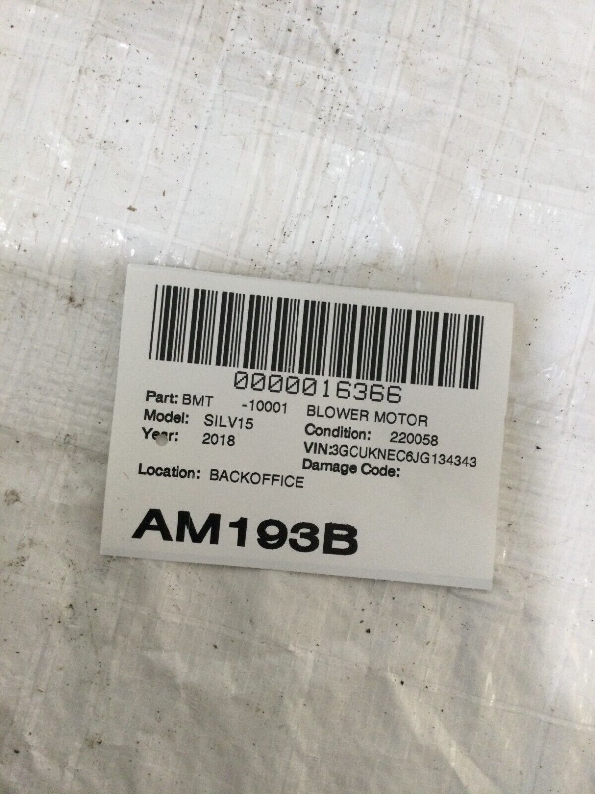 2018 Chevrolet Silverado 1500 A/C Heater Blower Motor