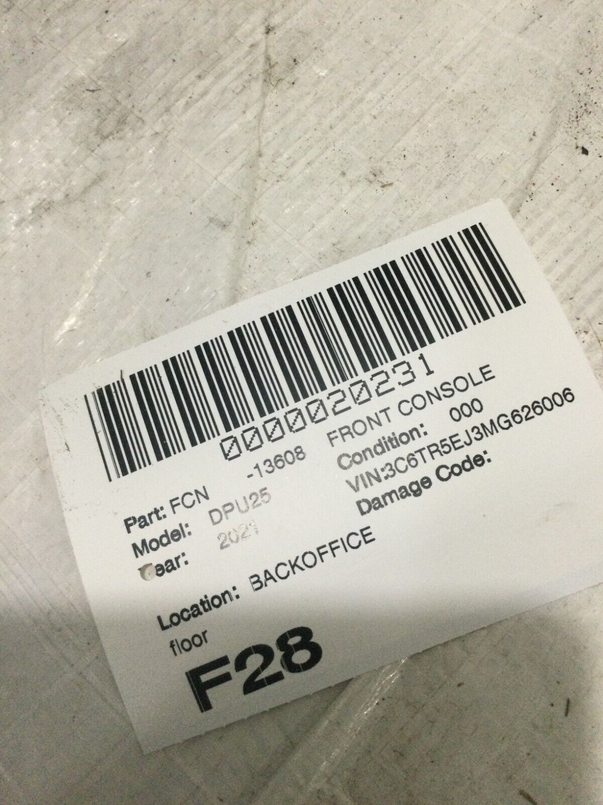 2021 Dodge Ram 2500 Power Wagon Front Floor Center Console Assembly Black OEM