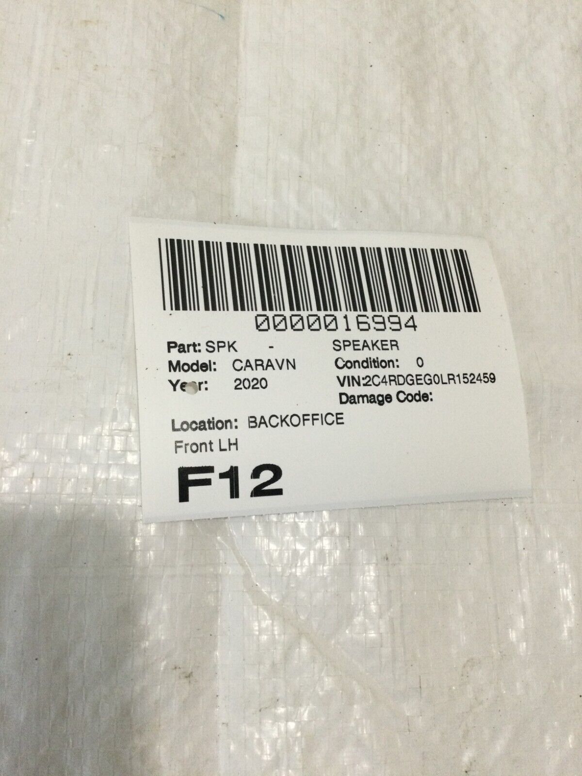 2020 Dodge Grand Caravan Front Left Door Speaker 05081669AC OEM