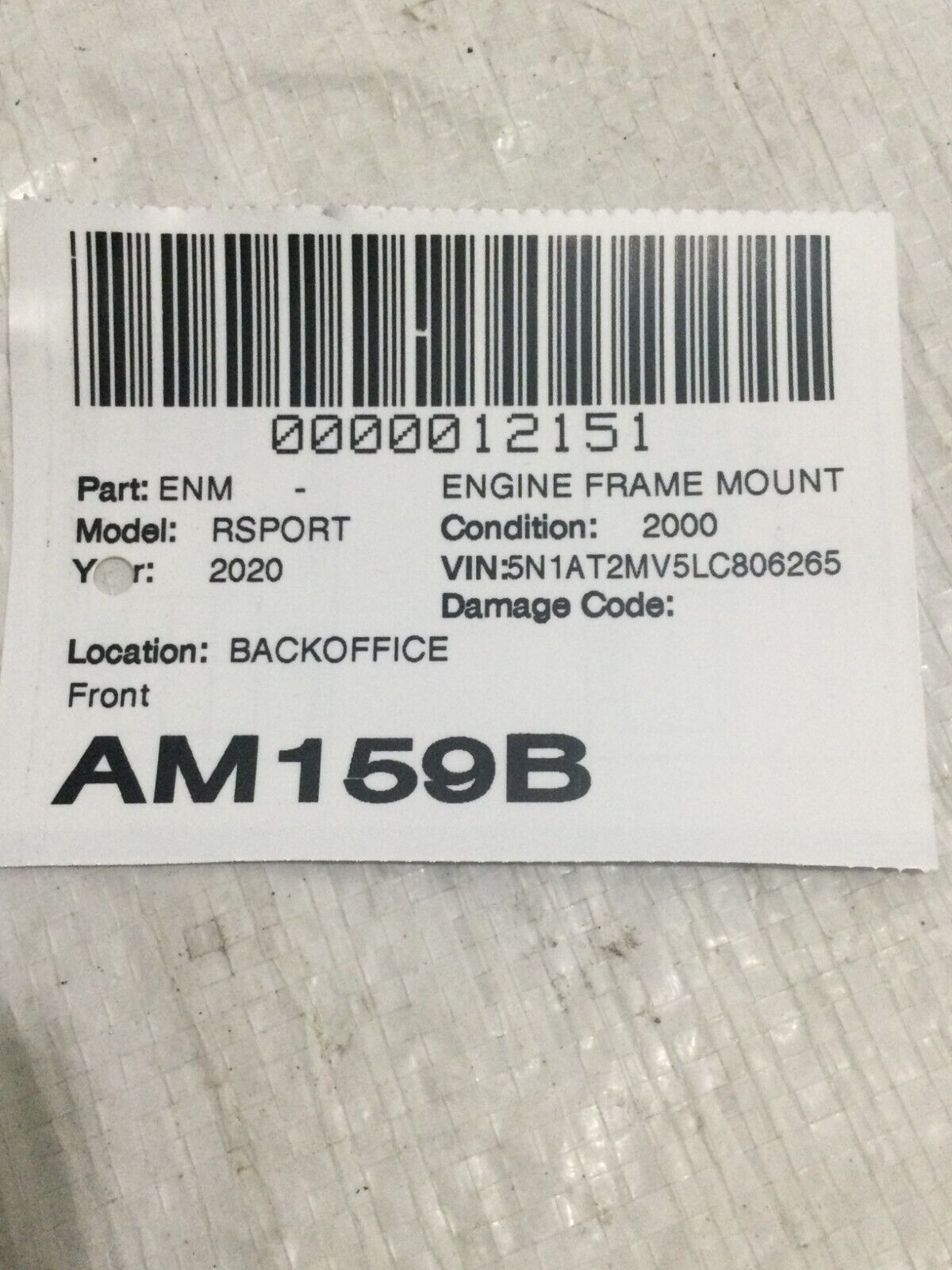 2020 Nissan Rogue Front Right Engine Mount Bracket Torque Arm OEM 2.5L