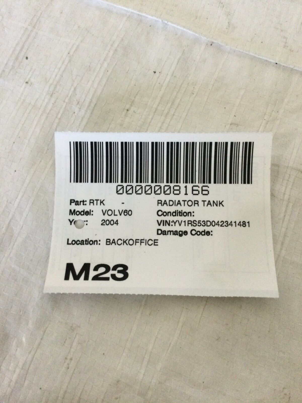 2004 Volvo S60 Coolant Reservoir Radiator Tank OEM