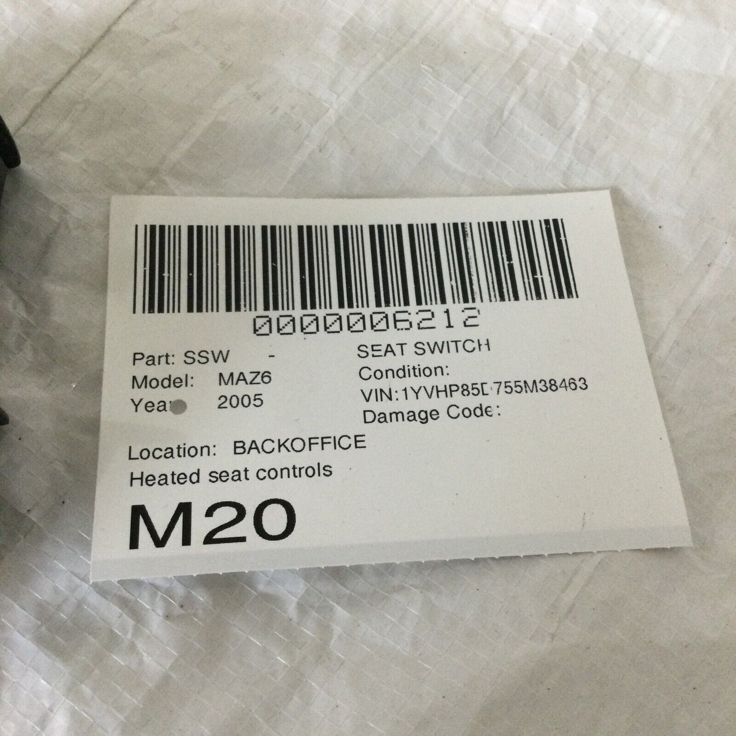 2005 Mazda 6 Heated Seat Control Switch OEM