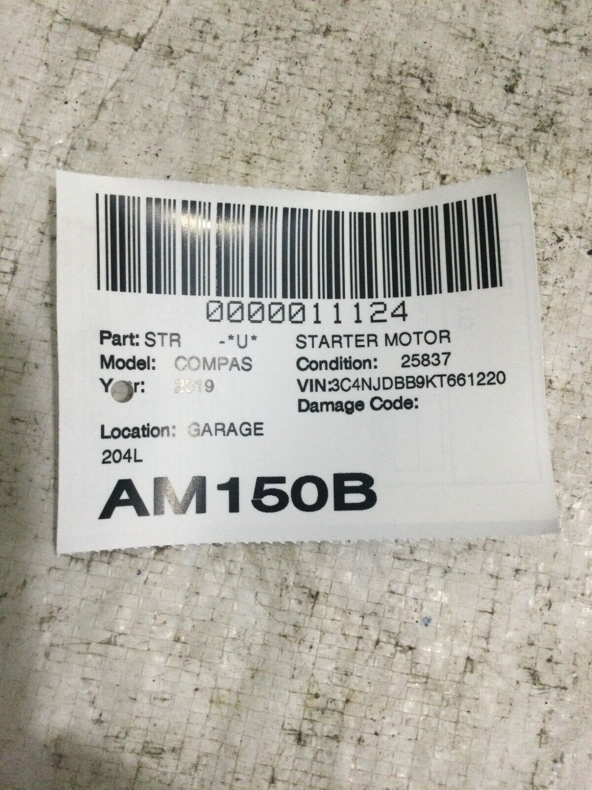 2017-2019 Jeep Compass Engine Starter Motor OEM OEM 56029712AB