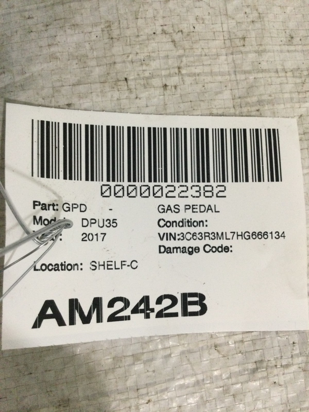 2017 Dodge Ram 3500 Accelerator Gas Pedal OEM 68043161AD