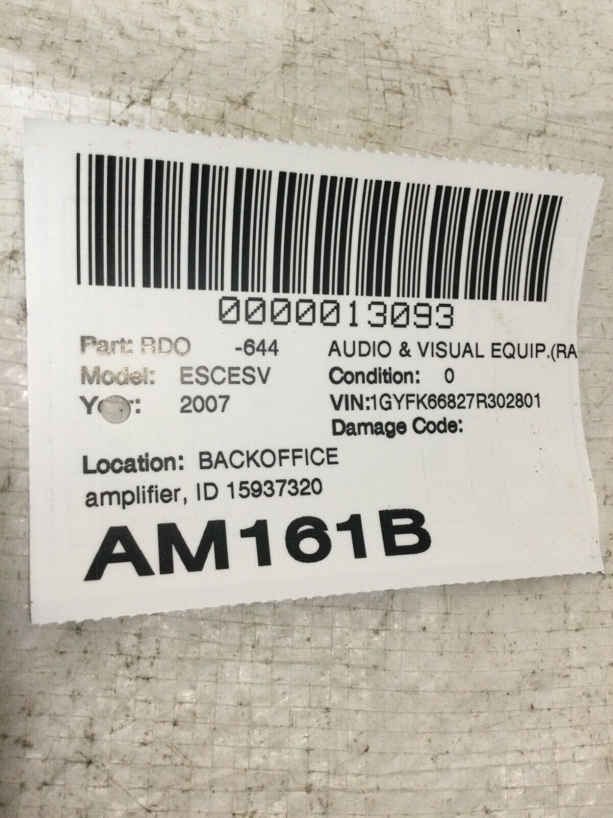 2007-2009 Cadillac Escalade ESV Bose Audio Amplifier OEM 15937320