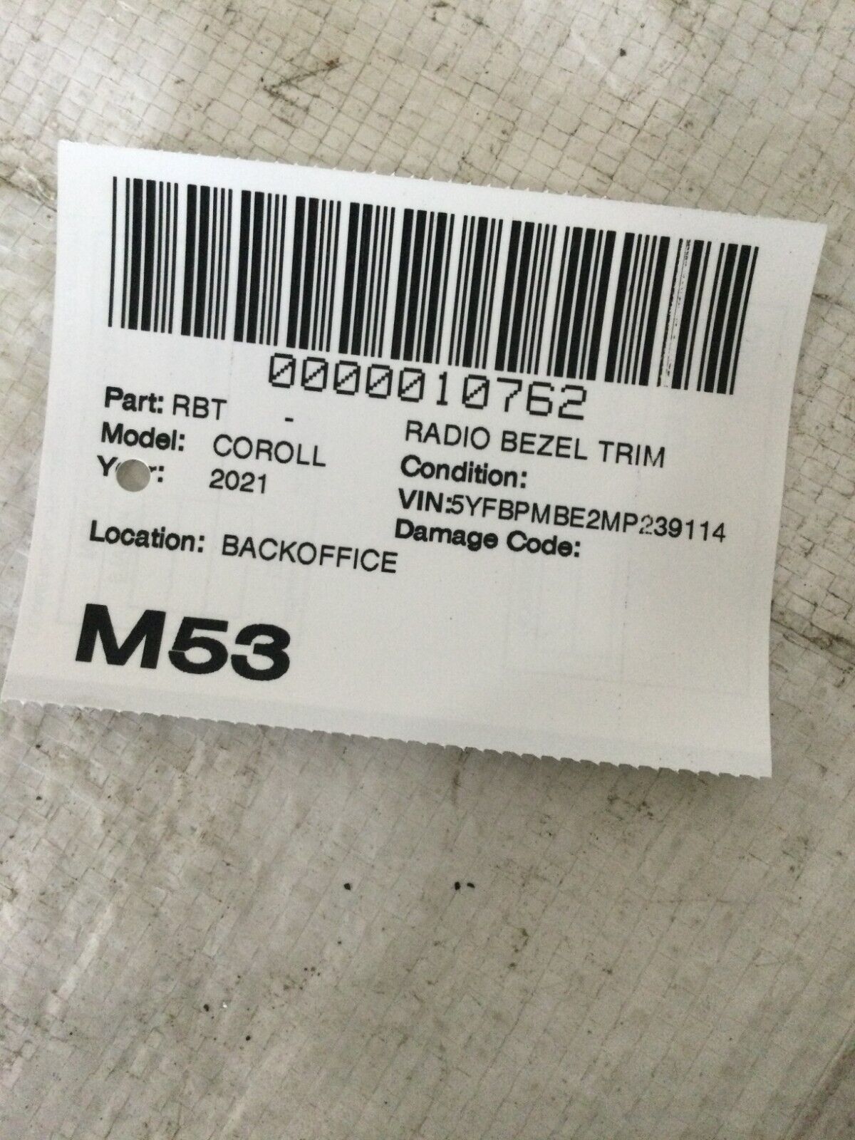 2021 Toyota Corolla Center Dash Display Screen Monitor Trim Bezel OEM