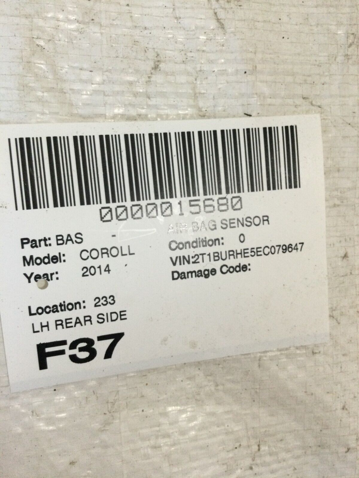 14 15 16 Toyota Corolla Rear Back Left Crash Sensor Module 89831-02210 OEM