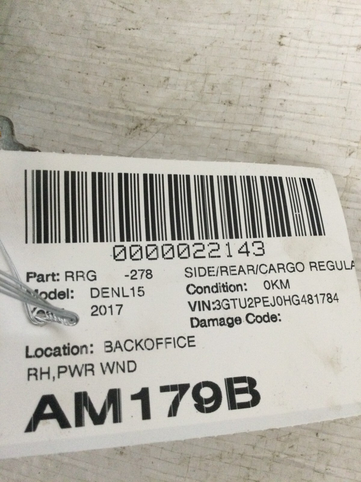 2017 Sierra Denali 1500 Rear Right Window Regulator Motor OEM