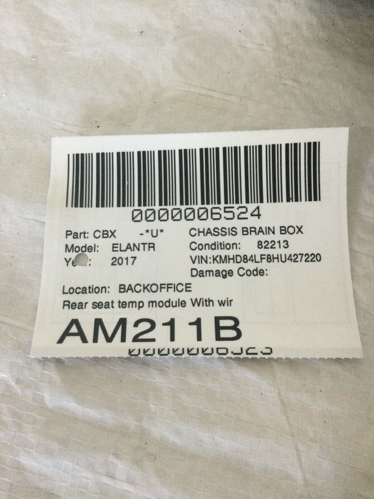 Hyundai Elantra 2017-2018 Hyundai 89196F2000 Rear Seat Heater Control Module OEM