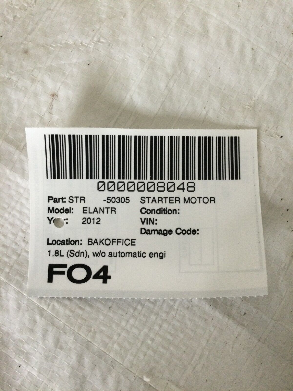 Hyundai Elantra 2012 2013 2014 (1.8L) Engine Starter  Motor OEM