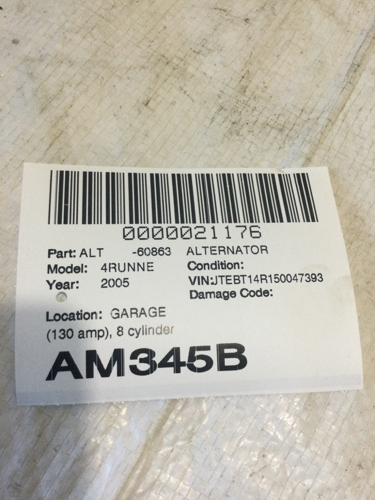 2005 Toyota 4Runner Alternator Motor OEM 4.7L V8