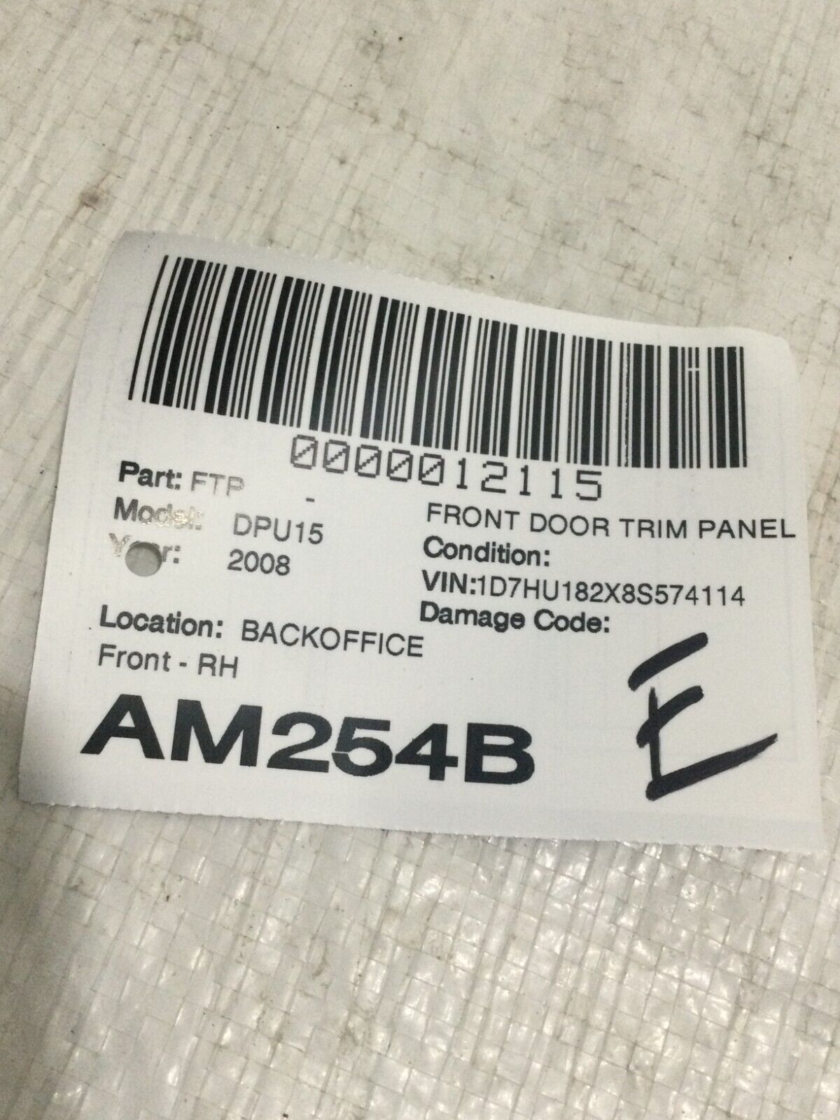2006-2008 Dodge Ram 1500 Front Right Quad Cab Interior Door Trim Panel OEM
