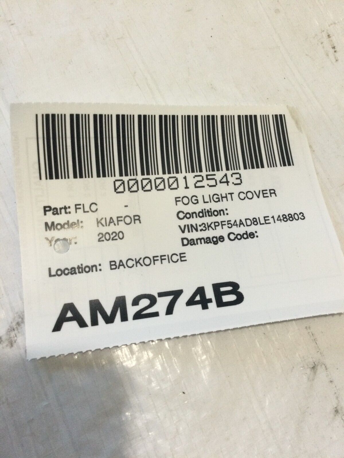 2020 Kia Forte Fog Light Cover Bezel OEM