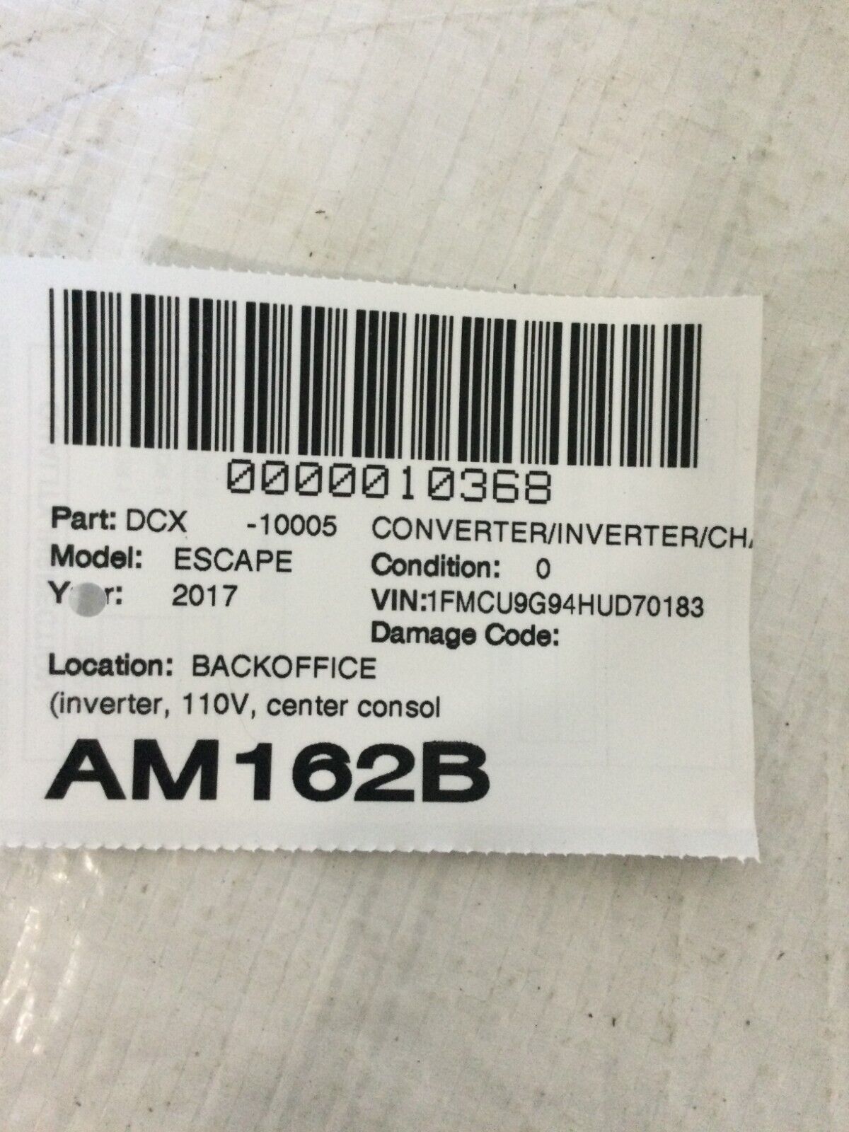 17 18 19 Ford Escape Power Inverter Converter Unit GJ5T19G317AA 2017 2018 2019