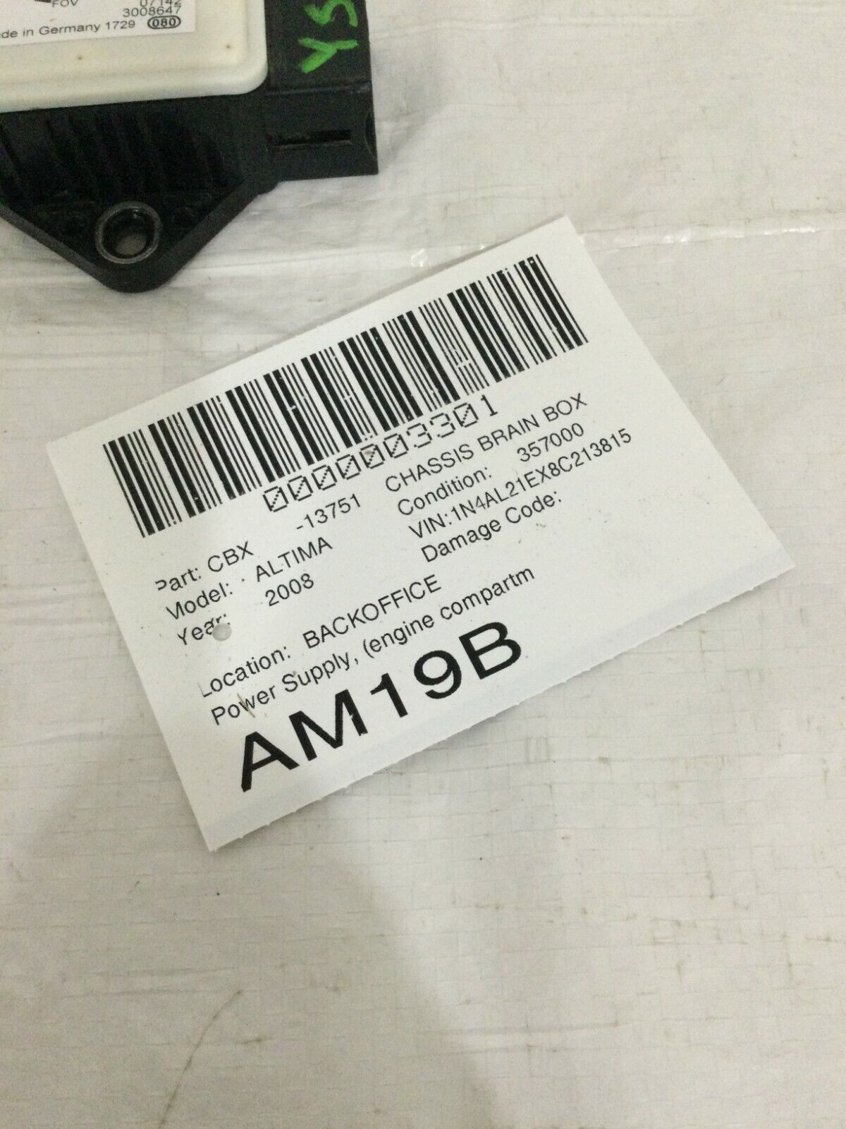 2007-2009 Nissan Altima Yaw Rate Sensor OEM 47931 JA00A