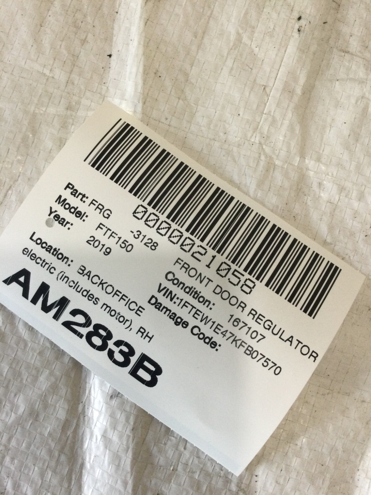 2019 Ford F150 Front Right Window Door Regulator Motor OEM