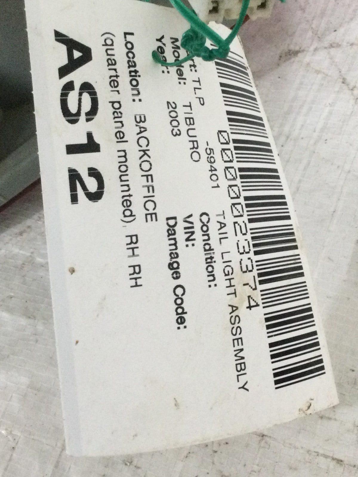 2003 Hyundai Tiburon Right Passenger Side Tail Light Assembly OEM 92402-2CXXX