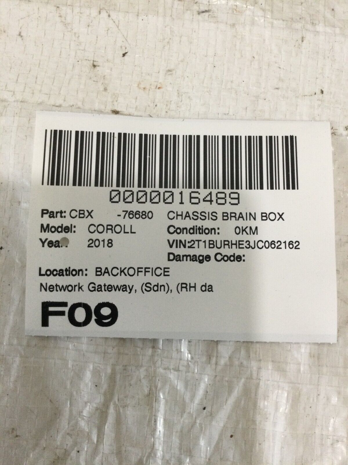 2018 Toyota Corolla Network Gateway Control Module 89100-02040 OEM