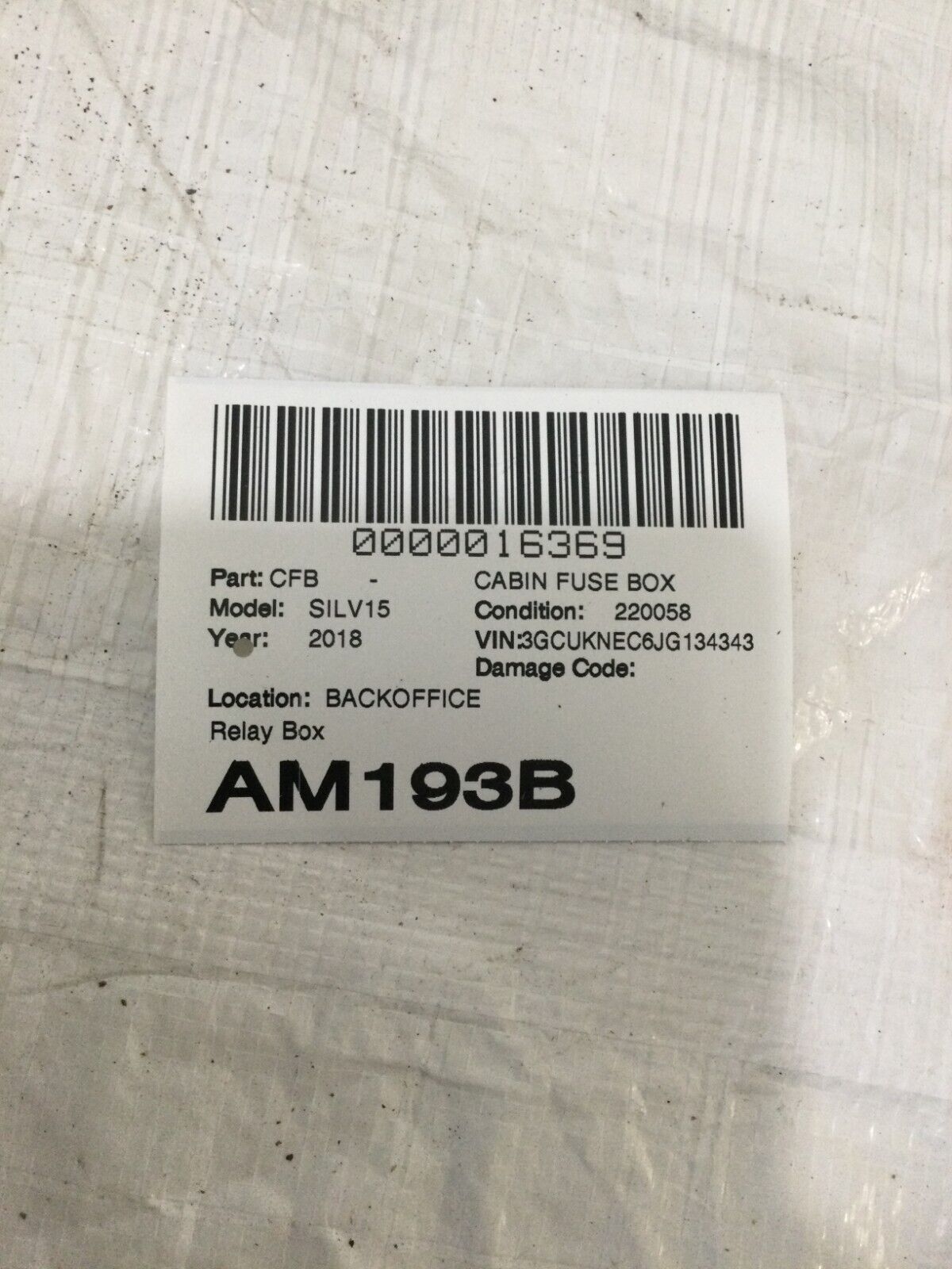 2018 Chevrolet Silverado 1500 Cabin Fuse Relay Box OEM