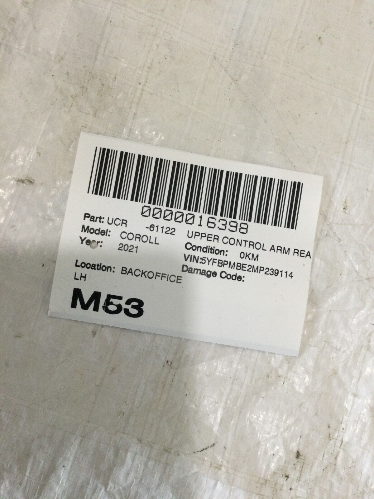 2021 Toyota Corolla Rear Left Upper Control Arm OEM