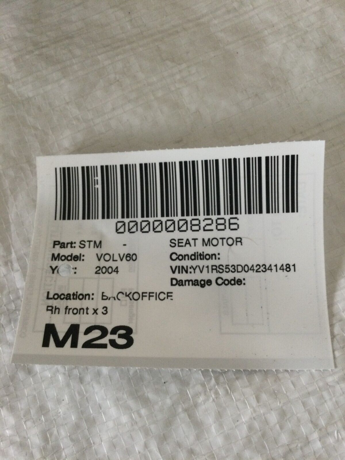 2004 Volvo S60 Driver Front Seat Power Motor OEM